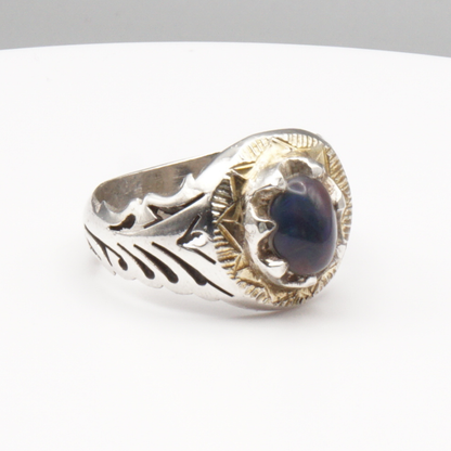 925 Silber Herrenring Opal / Edelopal - Handarbeit - Massiv