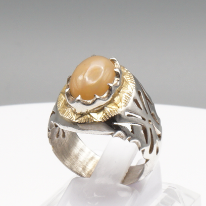 925 Silber Herrenring Opal  / Edelopal - Handarbeit - Massiv