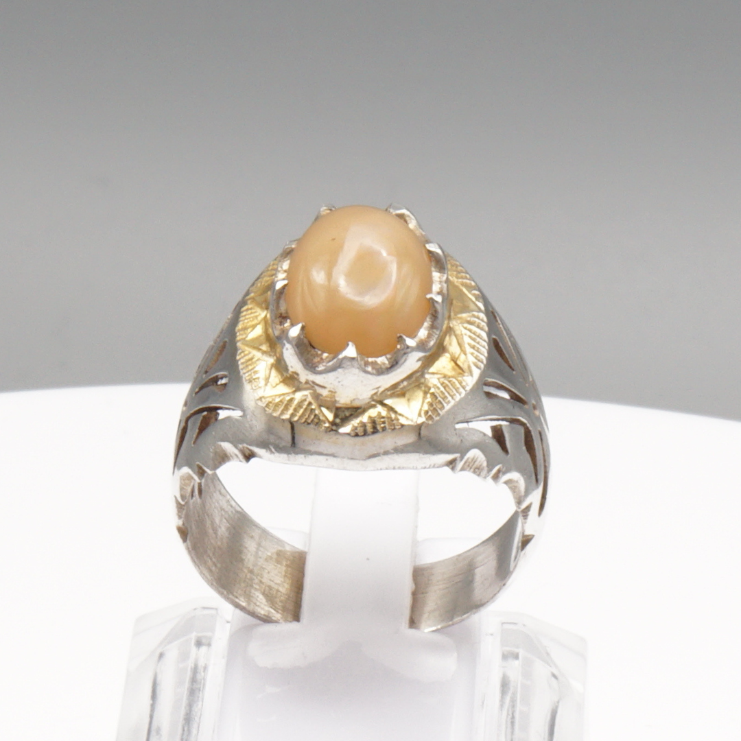 925 Silber Herrenring Opal  / Edelopal - Handarbeit - Massiv