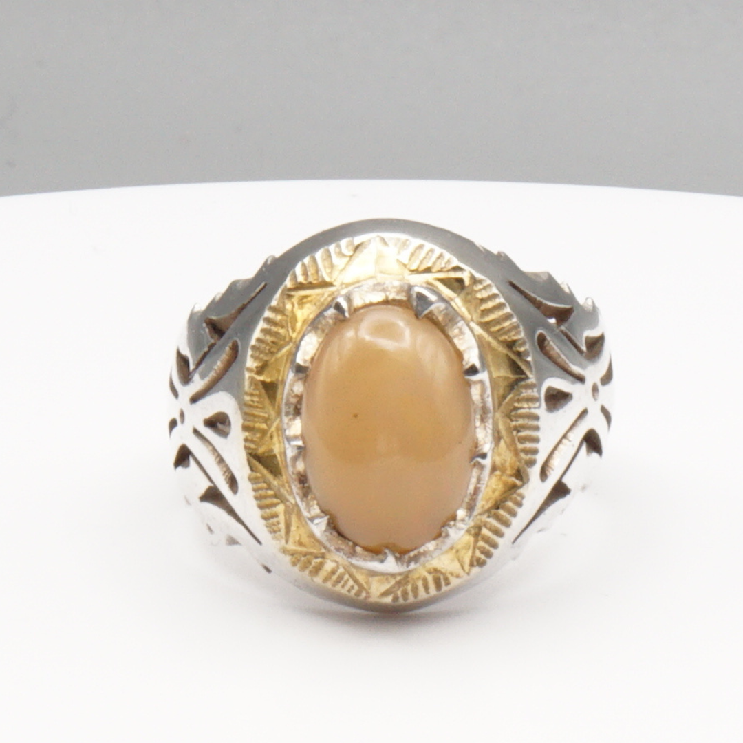925 Silber Herrenring Opal  / Edelopal - Handarbeit - Massiv