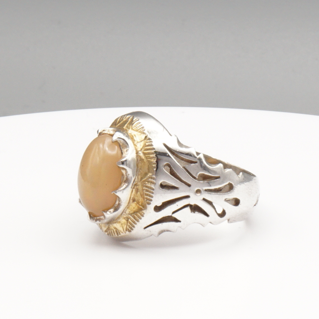 925 Silber Herrenring Opal  / Edelopal - Handarbeit - Massiv
