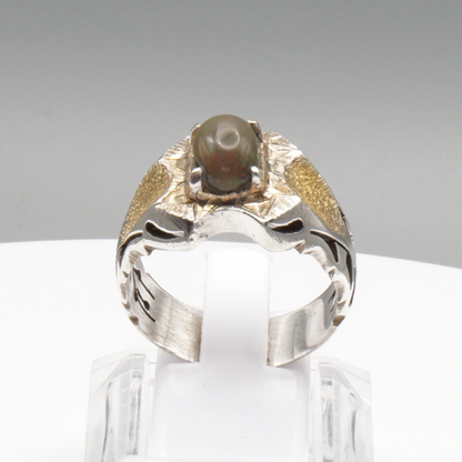 925 Silber Herrenring Opal / Edelopal - Handarbeit - Massiv