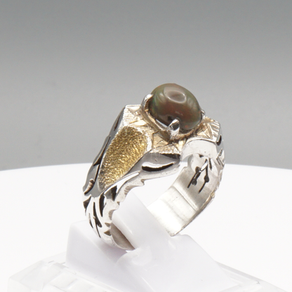 925 Silber Herrenring Opal / Edelopal - Handarbeit - Massiv