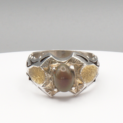 925 Silber Herrenring Opal / Edelopal - Handarbeit - Massiv