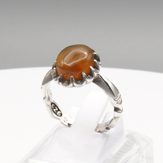 925 Silber Herren Aqeeq Ring Yamani - Jemen-Achat  - Handarbeit - Massiv