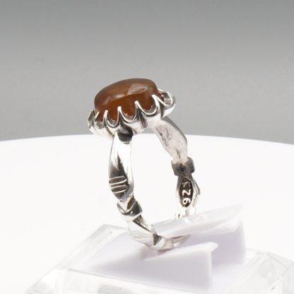 925 Silber Herren Aqeeq Ring Yamani - Jemen-Achat  - Handarbeit - Massiv