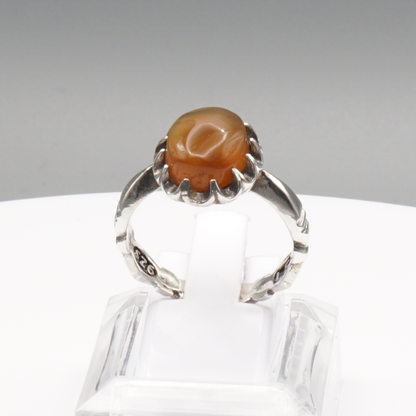 925 Silber Herren Aqeeq Ring Yamani - Jemen-Achat  - Handarbeit - Massiv