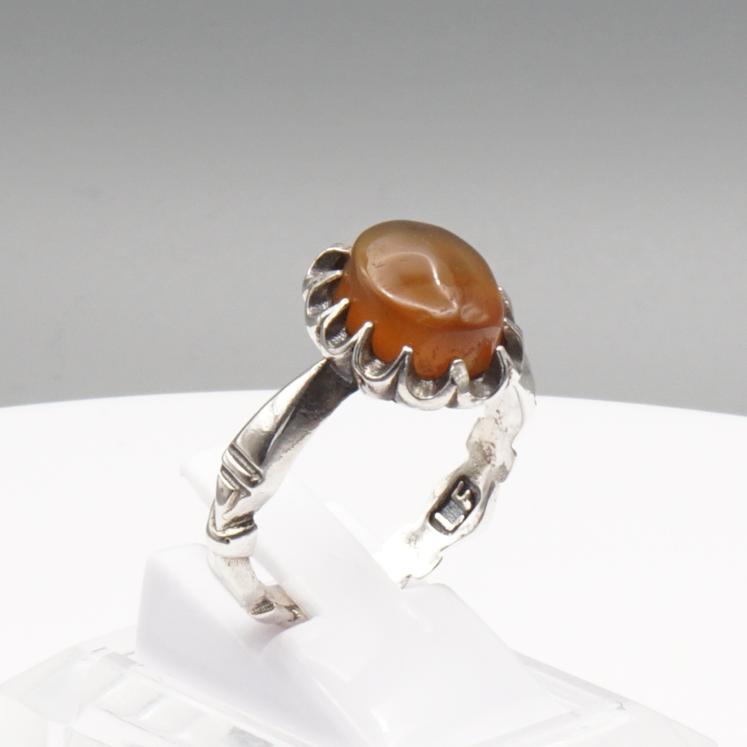 925 Silber Herren Aqeeq Ring Yamani - Jemen-Achat  - Handarbeit - Massiv