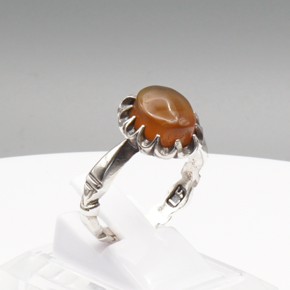 925 Silber Herren Aqeeq Ring Yamani - Jemen-Achat  - Handarbeit - Massiv