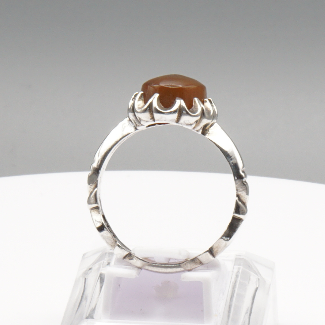 925 Silber Herren Aqeeq Ring Yamani - Jemen-Achat  - Handarbeit - Massiv