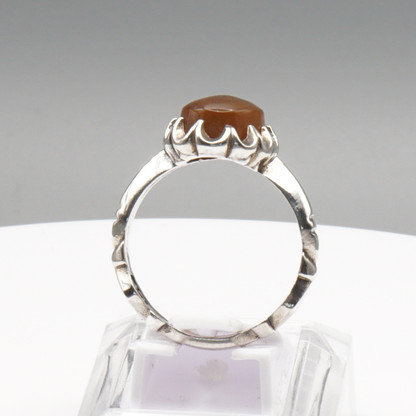 925 Silber Herren Aqeeq Ring Yamani - Jemen-Achat  - Handarbeit - Massiv