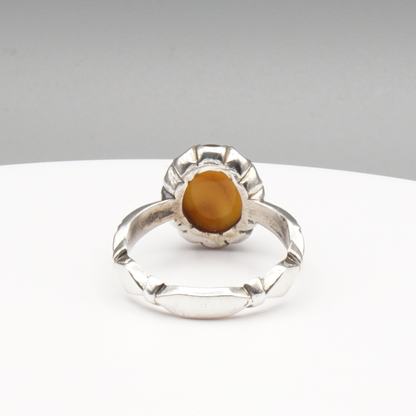925 Silber Herren Aqeeq Ring Yamani - Jemen-Achat  - Handarbeit - Massiv