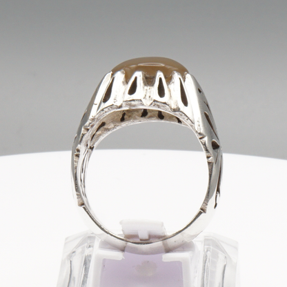 925 Silber Herren Aqeeq Ring Yamani - Jemen-Achat - Massiv