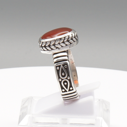 925 Silber Herren Aqeeq Ring Yamani - Jemen-Achat - Handarbeit - Massiv