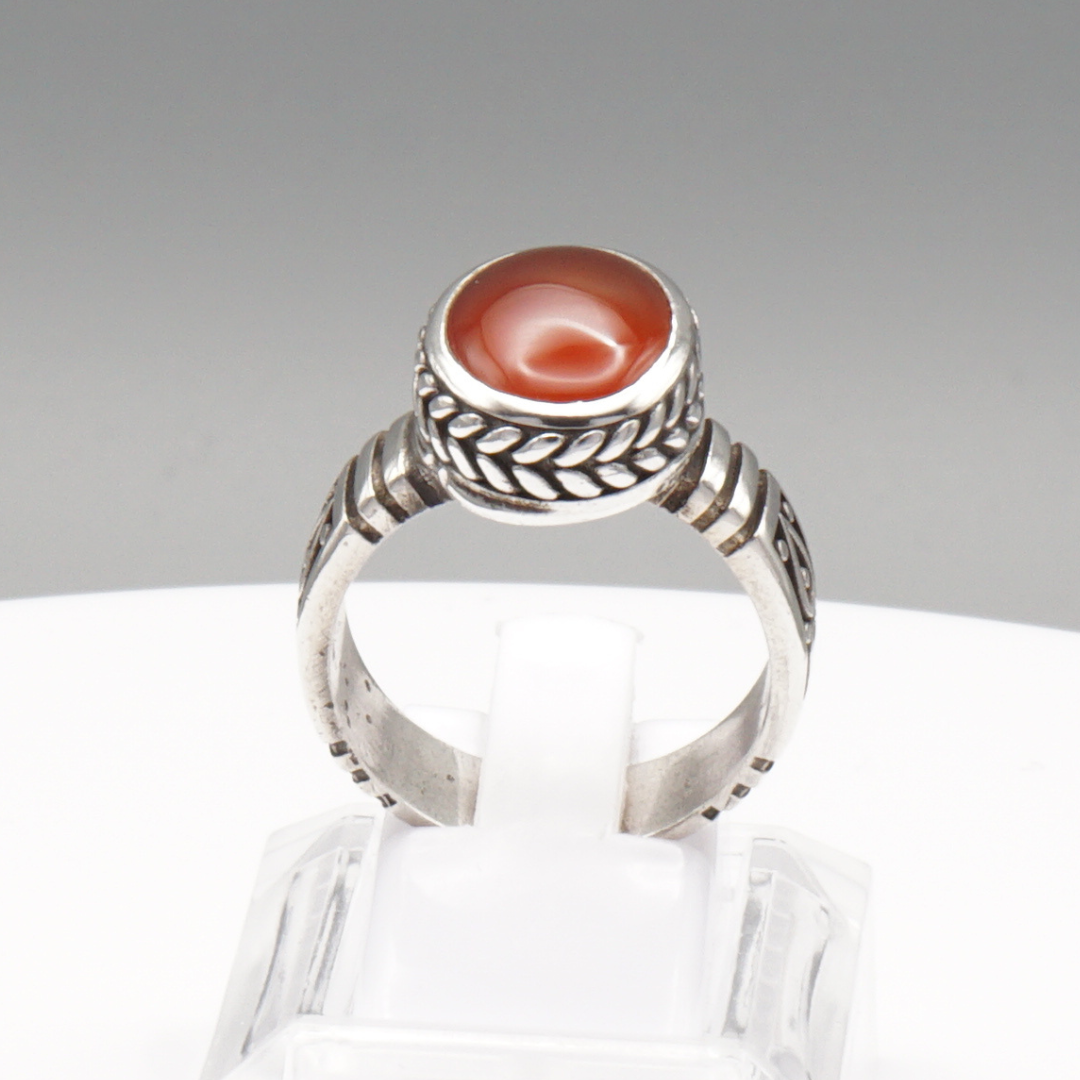 925 Silber Herren Aqeeq Ring Yamani - Jemen-Achat - Handarbeit - Massiv