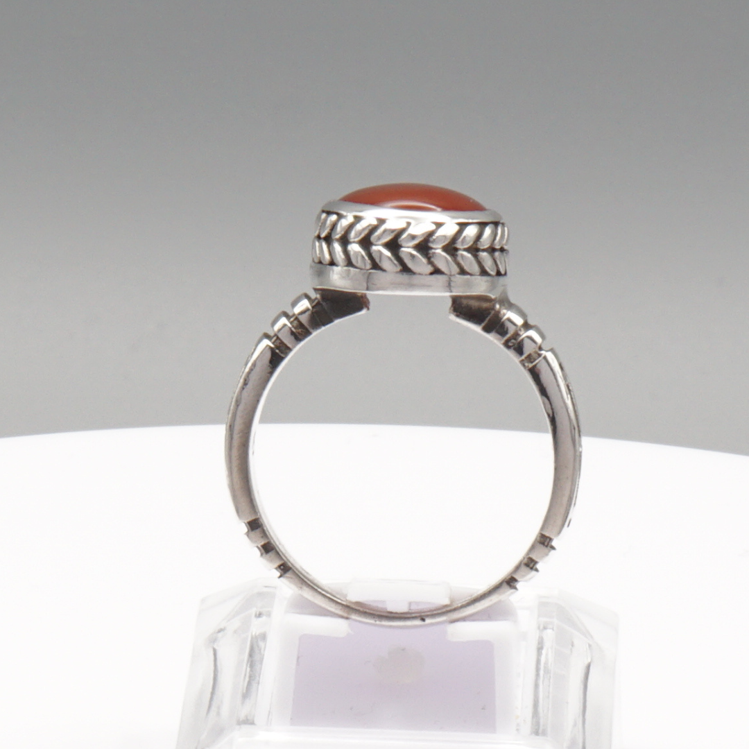925 Silber Herren Aqeeq Ring Yamani - Jemen-Achat - Handarbeit - Massiv