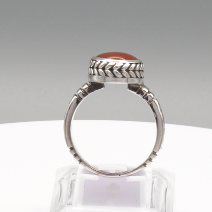 925 Silber Herren Aqeeq Ring Yamani - Jemen-Achat - Handarbeit - Massiv