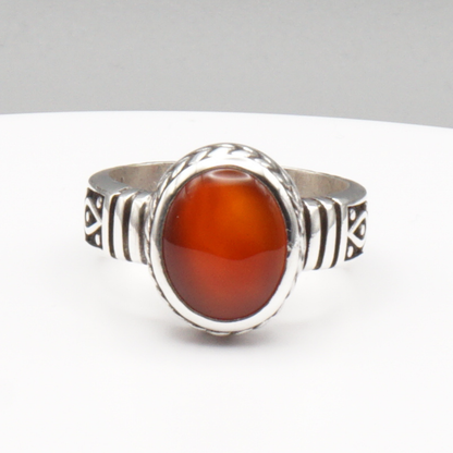 925 Silber Herren Aqeeq Ring Yamani - Jemen-Achat - Handarbeit - Massiv