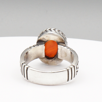 925 Silber Herren Aqeeq Ring Yamani - Jemen-Achat - Handarbeit - Massiv