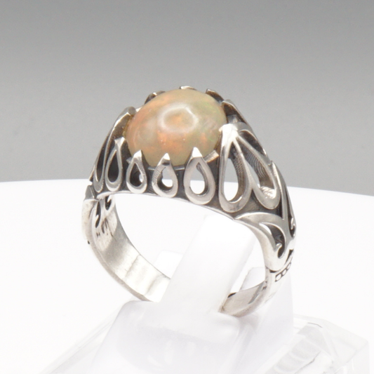 925 Silber Herrenring Welo-Opal / Edelopal - Handarbeit - Massiv