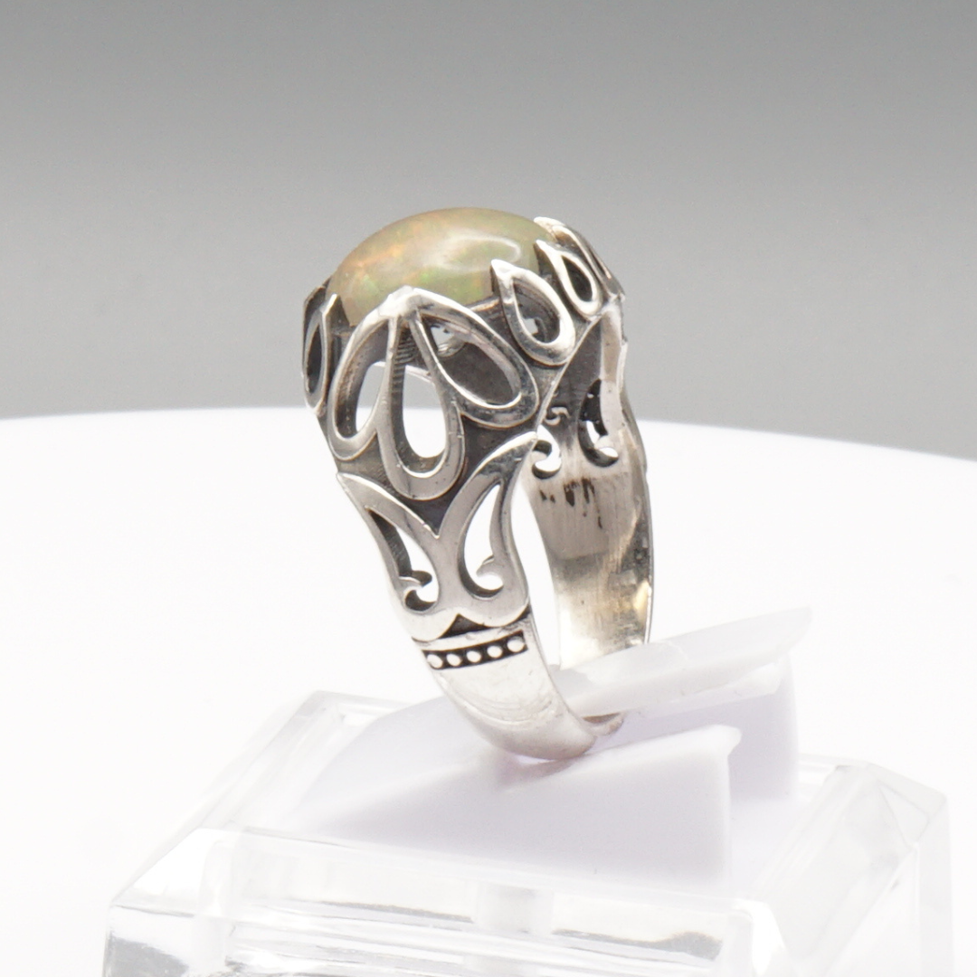 925 Silber Herrenring Welo-Opal / Edelopal - Handarbeit - Massiv