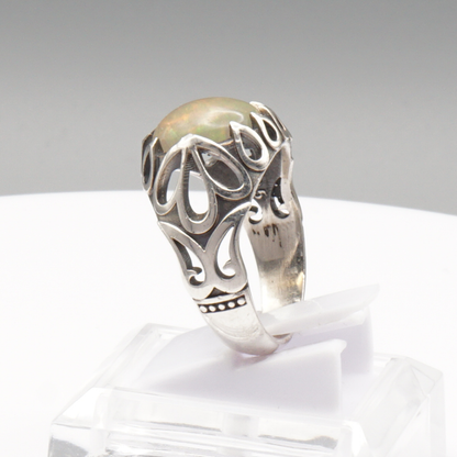 925 Silber Herrenring Welo-Opal / Edelopal - Handarbeit - Massiv
