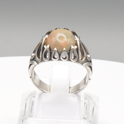 925 Silber Herrenring Welo-Opal / Edelopal - Handarbeit - Massiv