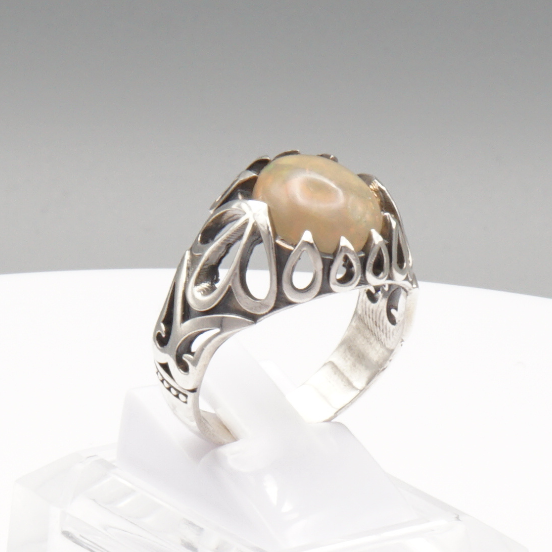925 Silber Herrenring Welo-Opal / Edelopal - Handarbeit - Massiv