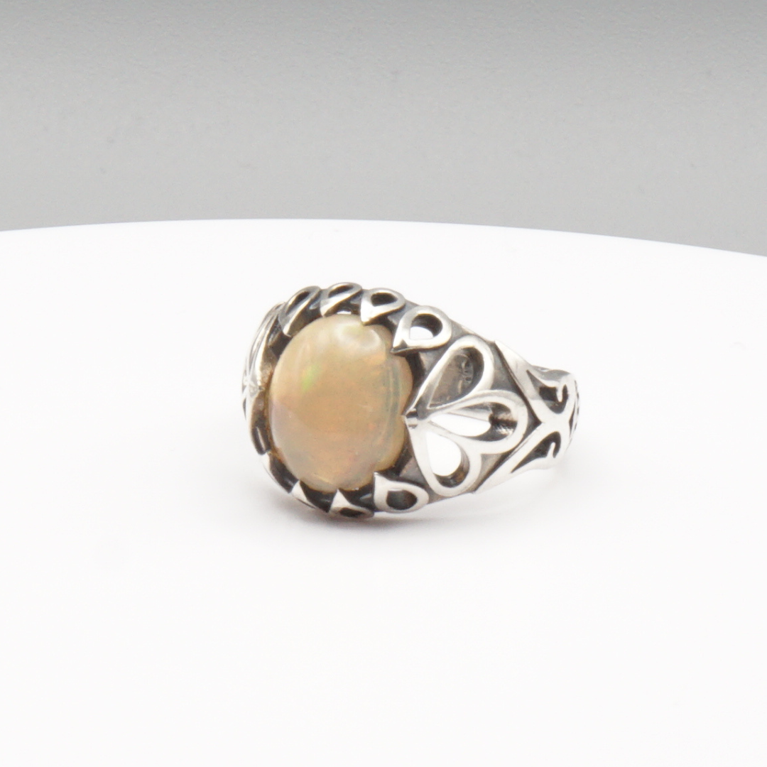 925 Silber Herrenring Welo-Opal / Edelopal - Handarbeit - Massiv