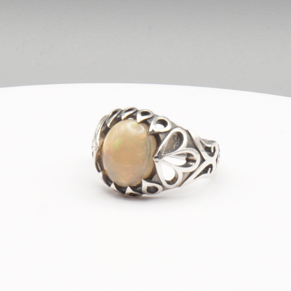 925 Silber Herrenring Welo-Opal / Edelopal - Handarbeit - Massiv