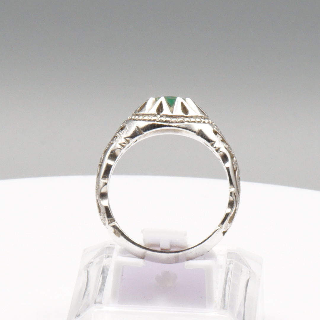 925 Silber Massiver Herrenring mit echtem Smaragd - Handarbeit