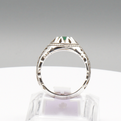 925 Silber Massiver Herrenring mit echtem Smaragd - Handarbeit