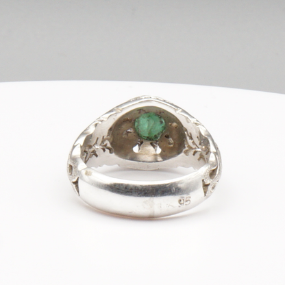 925 Silber Massiver Herrenring mit echtem Smaragd - Handarbeit