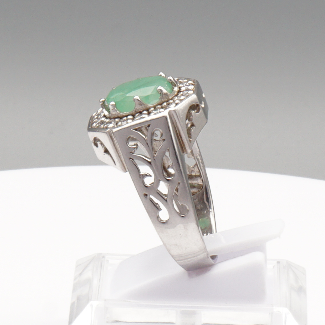 925 Silberring mit echtem grünem Beryll