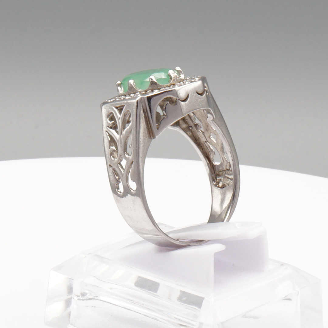 925 Silberring mit echtem grünem Beryll