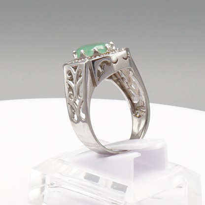 925 Silberring mit echtem grünem Beryll