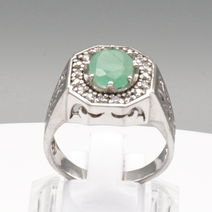 925 Silberring mit echtem grünem Beryll
