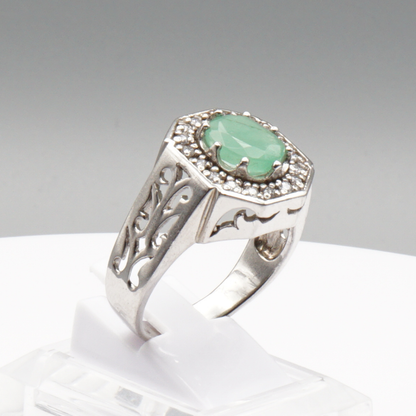 925 Silberring mit echtem grünem Beryll