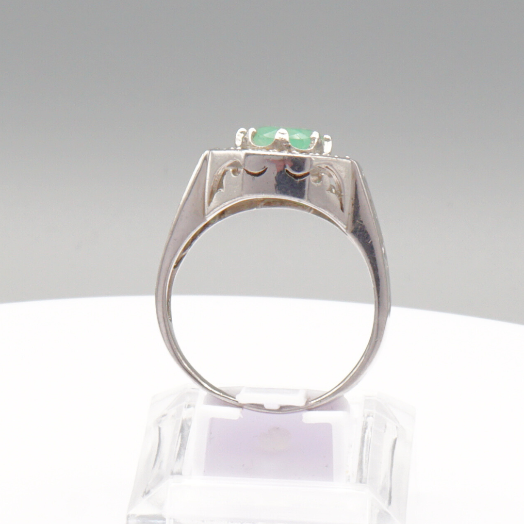 925 Silberring mit echtem grünem Beryll