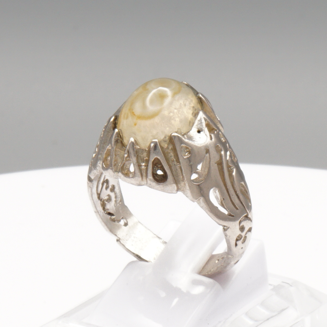 925 Silber Herren Aqeeq Ring - Augenachat - Handarbeit - Massiv