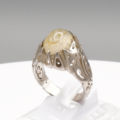 925 Silber Herren Aqeeq Ring - Augenachat - Handarbeit - Massiv