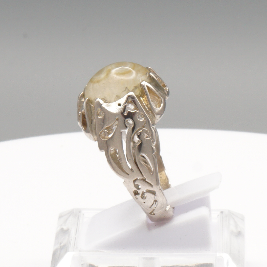 925 Silber Herren Aqeeq Ring - Augenachat - Handarbeit - Massiv