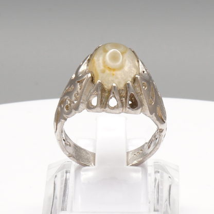 925 Silber Herren Aqeeq Ring - Augenachat - Handarbeit - Massiv