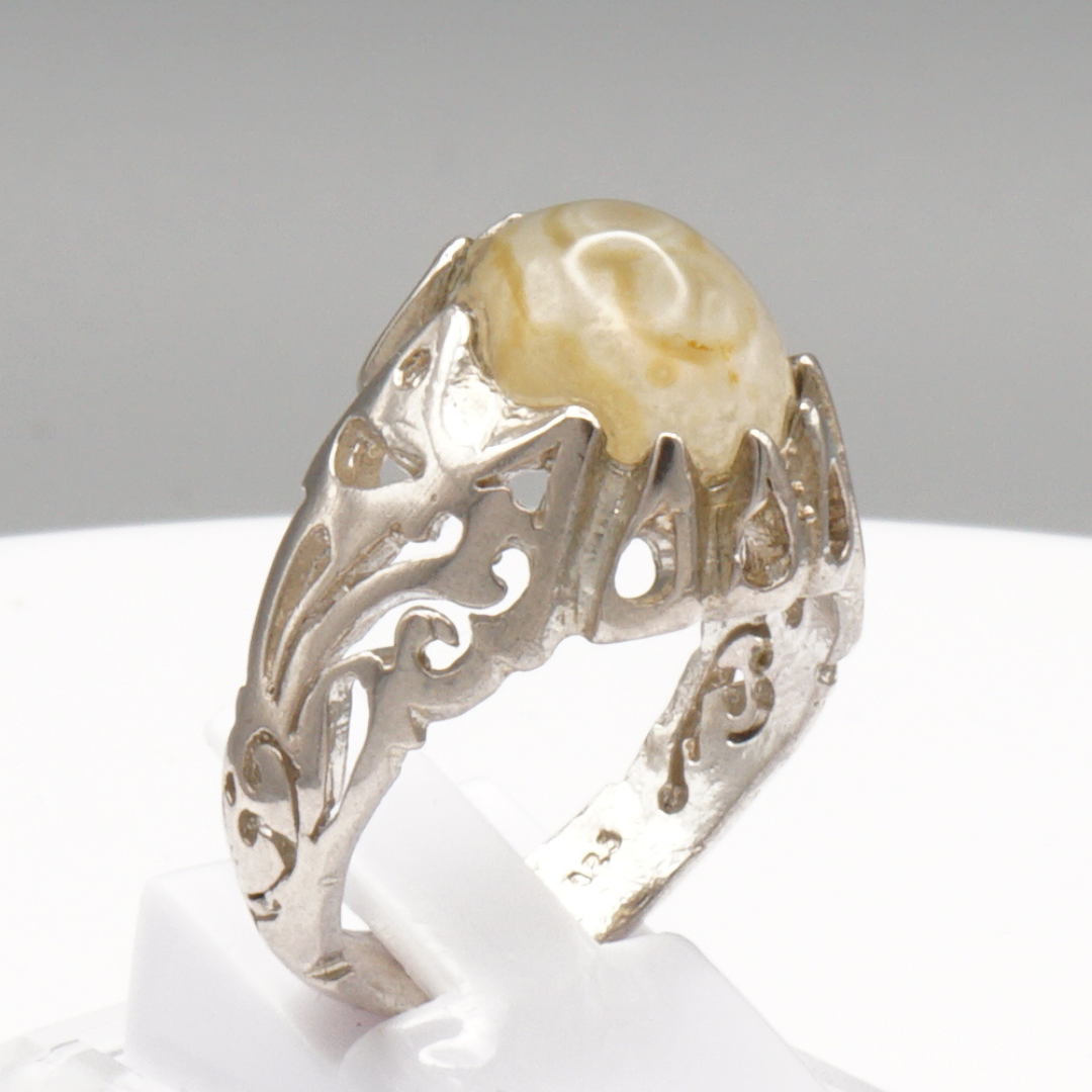 925 Silber Herren Aqeeq Ring - Augenachat - Handarbeit - Massiv