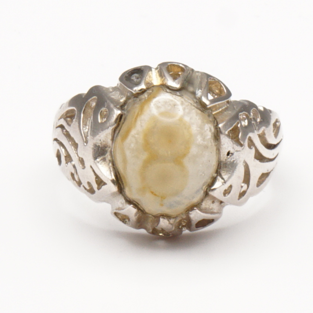 925 Silber Herren Aqeeq Ring - Augenachat - Handarbeit - Massiv