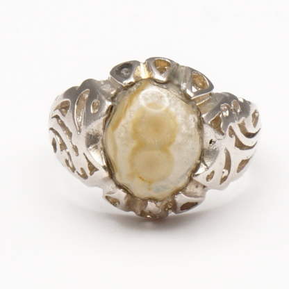 925 Silber Herren Aqeeq Ring - Augenachat - Handarbeit - Massiv