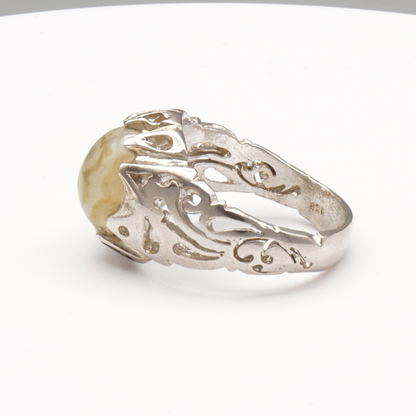925 Silber Herren Aqeeq Ring - Augenachat - Handarbeit - Massiv