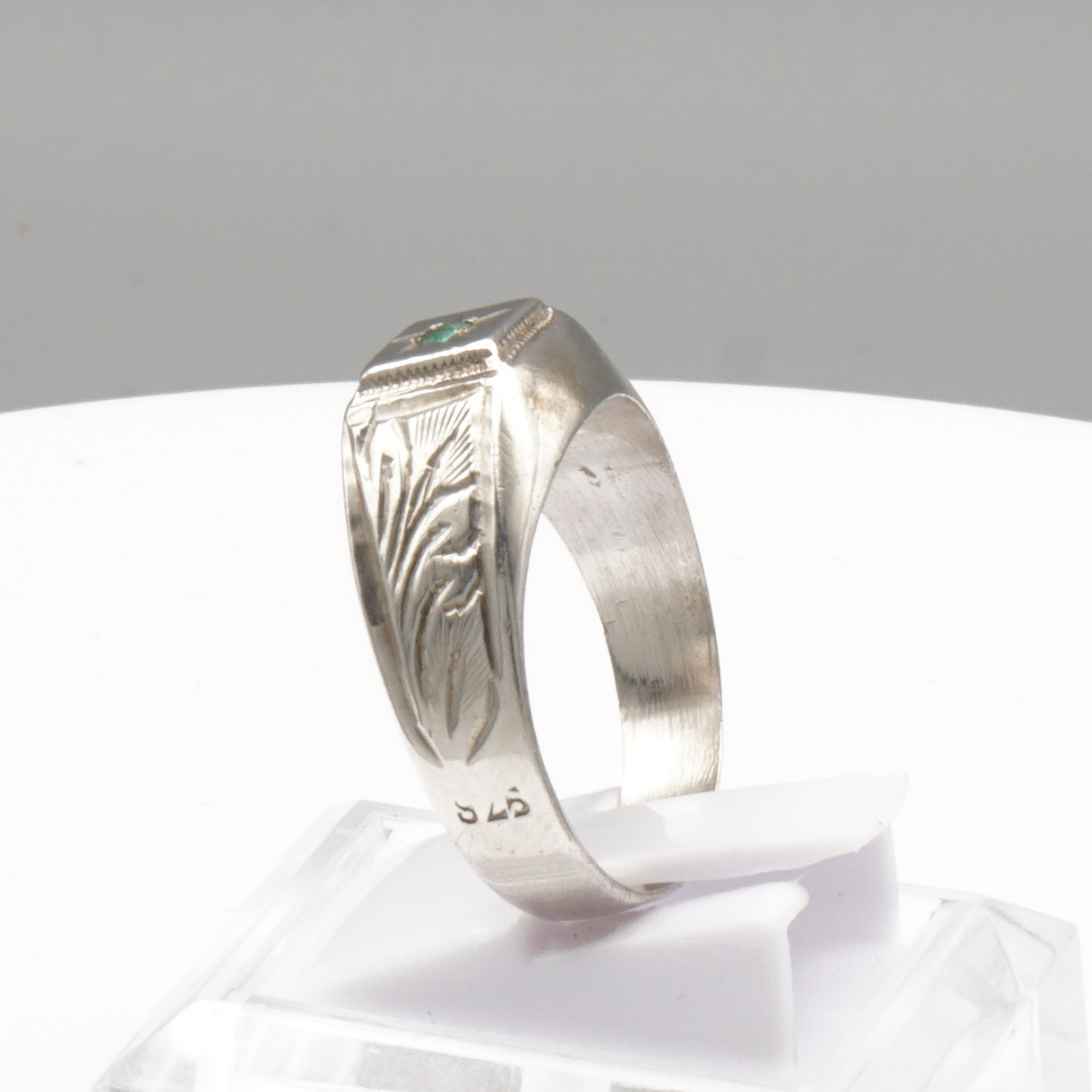 925 Silber Herrenring mit Smaragd
