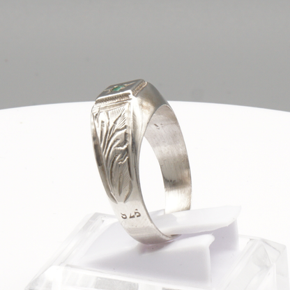 925 Silber Herrenring mit Smaragd
