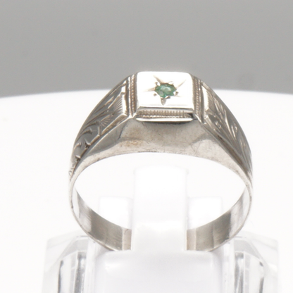 925 Silber Herrenring mit Smaragd